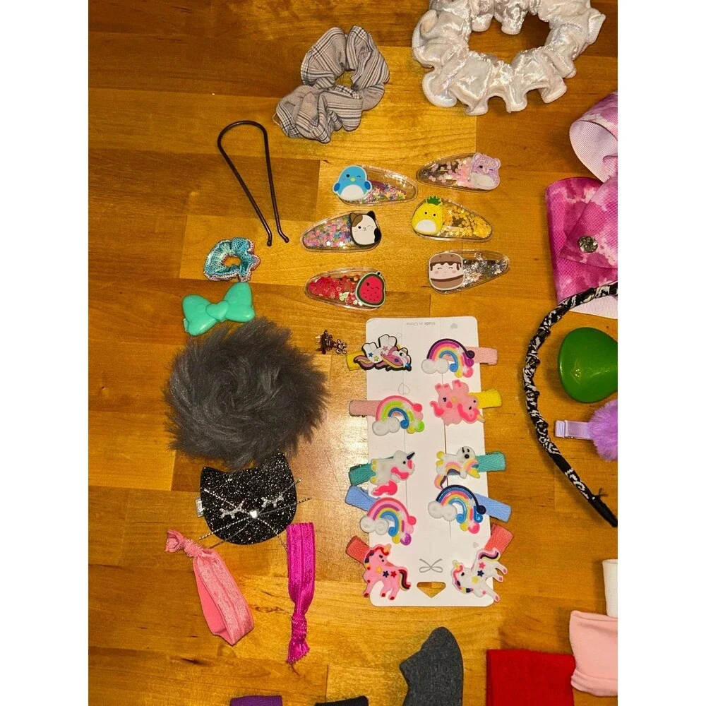 Girls Hair Accessory Lot Headbands Clips Bows Scrunchies